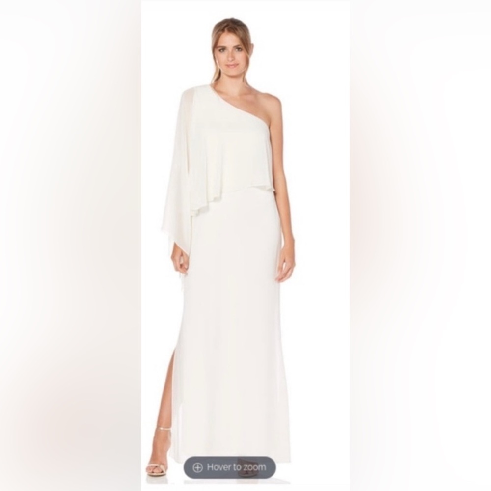 LAUNDRY BY SHELLI SEGAL Women's One Shoulder Popover Gown Size 4 wedding dress